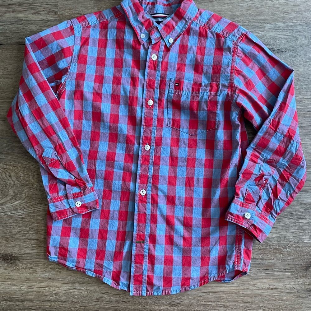 Red and Blue Checkered Kids Shirt